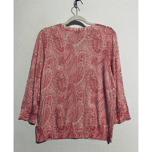 Talbots Cardigan Sweater Womens Large Paisley Beaded Button Up 3/4 Sleeve - Picture 4 of 7
